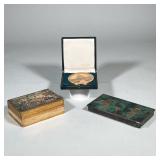 (3pc) ASSORTED MOSAIC and FRENCH MEDAL TRINKET Box Set | Including: Tribal Mexican trinket box made 