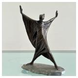 LEKBERG (20th/ 21st Century) BRONZE FIGURE of A MAN | Male figure with draped garb, stone plinth eng