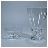(2pc) STEUBEN VASE AND LOW FORM BOWL | Includes a tall vase, plus a low form bowl and Steuben boxes.