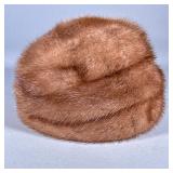 Oleg Cassini Vintage Fur Hat | Light fur, probably mink ladies winter hat. - h. 7 x w. 8.5 in (Outsi