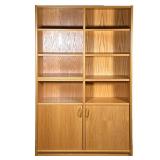 DOUBLE WOODEN BIRCH BOOKSHELF | Having 4 split shelves over 2 cabinets - h. 76.5 x w. 48 x d. 12.50 