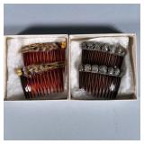 (2pc) HAIR Combs WITH SHELLS & FEATHERS | Delicate hair combs decorated with small shells and feathe