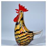 ROBERT WILLIAM GLASS ROOSTER | Art glass in shades of red, yellow and black. Dimensions: h. 8.5 x w.