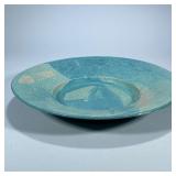 Monumental Art Ceramic Bowl | Large bowl in shades of blue. Signed on bottom. - dia. 18.5 in