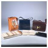 (6pc) Judith Leiber & Other MCM Handbags | Mid-century handbags including 3 Judith Leiber clutches w