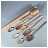 (9pc) Wooden Spoons & COOKING TOOLS | A collection of 7 cooking spoons and a rolling pin and vintage