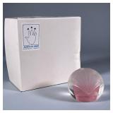 Valerie Surjan Glass Art PAPERWEIGHT | Round paperweight with scallops and signature on bottom. - h.