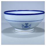 SPODE NEWBURYPORT FLORAL AND BOW CENTER BOWL | Gold and blue trim with floral basket and bow theme. 
