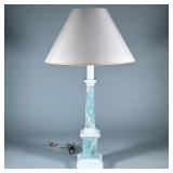 Painted Wood COLUMN Lamp | Painted wood column lamp with square white wood bases. Includes heavy pap