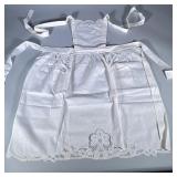 (2pc) PINK & WHITE Vintage Aprons | One white with roses and the other pink eyelet purchased from Bl