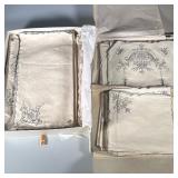 Gray And White IRISH Linens | rish linens including a table cloth, napkins, a runner and place mats.