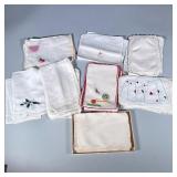 Vintage Linens | Several cocktail tray/hors d’oeuvres plate liners. Christmas, rooster, delicate lin