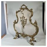 FRENCH GILT BRONZE FREE STANDING Fireplace Screen | French gilt bronze free standing fire screen wit