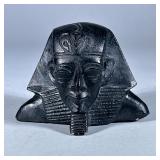 BLACK King Tut BUST | Black bust of King Tutankhamun. Heavy, painted black, possibly type of composi