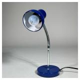 GOOSE NECK Blue DESK Lamp | Goose neck desk lamp with blue base and shade. Dimensions: h. 16 x dia. 