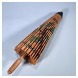 PAPER PAINTED Parasol | Paper/wooden parasol with paintings of birds and trees. - w. 4 x l. 24 in (C