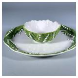 (2pc) LILY OF THE VALLEY SERVING SET | Serving dish and bowl set made in Italy. - dia. 10.5 in (Dish