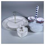 (4pc) Pottery and Miscellaneous Pieces | Royal Doulton serving piece with gold handle, Easter covere