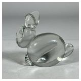 GLASS RABBIT PAPERWEIGHT FIGURINE | Glass rabbit form paperweight figurine - h. 4 x w. 2 x l. 4 in
