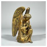 GILT KNEELING ANGEL FIGURINE | Composition gilt praying angel figurine - h. 10 x w. 5 x d. 6 in