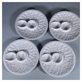 (4pc) Artichoke Snack Plates | 4 white plates marked Italy 6605 - dia. 9.5 in
