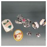 (5pc) GEORG JENSEN STERLING EARRINGS & OTHER MISC. JEWELRY | Jewelry group including a pair of Georg