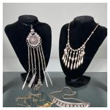 (4pc) STERLING NECKLACE, SILVER CHATELAINE, & OTHER SILVER NECKLACES | Including a 16 in. long sterl