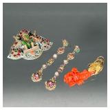 (3pc) MIXED GROUP SOUTHEAST ASIAN JEWELRY | Including an appliqué pin of a figure with arms raised (