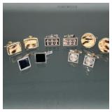 (5pc) GROUP of CUFF LINKS | Five pairs of cufflinks including a sterling pair adorned with three cro