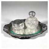 (3pc) SILVER PLATE & GLASS ITEMS | Including: a Gorham cut glass jar with a silver-plated lid marked