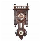 CARVED CLOCK / WEATHER STATION | Wooden face with enamel teeth Roman numeral markers, carved walnut 