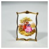 (1pc) Vintage Limoges Porcelain Picture Frame | Porcelain frame depicting a courting couple, with fa