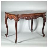 VANLEIGH FURNITURE LOW TABLE | Carved wood low table with scalloped carved sides over cabriole legs 