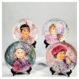 (4pc) Limited Edition Edna Hibel Wall Plates | Set of Four Decorative Plates “The Mobility of Childr