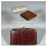 (3pc) VINTAGE MAKEUP ITEMS & PURSE | Including a Marathon mirrored compact, a rose decorated perfume