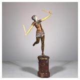 OTTO HOFFMAN (1885-1915), BRONZE FIGURE | A gilt bronze and bone statue of an Art Deco style dancing