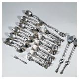 (29pc) MIXED SILVER PLATE FLATWARE | Including: 12 “Old Company Plate” rose pattern forks, 12 “Old C