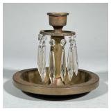 BRASS CANDLE HOLDER WITH CRYSTAL PRISMS | Brass candle holder with detachable hanging crystal prisms