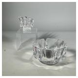 (2pc) SWEDISH CRYSTAL DISHES | Including 1 signed Orrefors Sweden Lars Hellstrom crystal glass coron