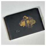 JAPANESE BLACKWARE & MIXED METALS CIGARETTE CASE | Featuring Daikokuten on lid, one of the Seven Luc