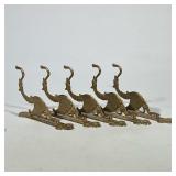 (5pc) CHINESE DRAGON HOOKS | Matching brass hanging hooks with Chinese engravings and dragon designs