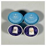 (2pc) ROSINA PORCELAIN THIMBLES | 2 Rosina China Company Limited porcelain thimbles with flower deco