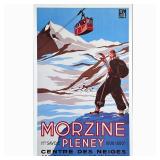 Morzine Pleney Poster | French vintage poster for Morzine Ski Resort. In a wood frame Dimensions: h.
