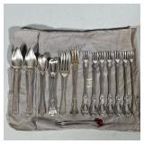 (14pc) MIXED SILVER PLATE FLATWARE | Including 4 spoons, 2 matching; 1 dinner fork, and 9 cocktail f
