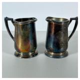 (2pc) THE PLAZA HOTEL ANTIQUE SILVERPLATE CREAMERS | International Silver plated open creamers. Sign