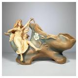 Bernard Bloch Art Nouveau Bowl | A Bernard Bloch jardinere in typical colors of taupe, brown, and bl