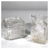 (2pc) GLASS PITCHER & REFRIGERATOR BOX | Including square refrigerator container with embossed veget