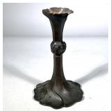 LARGE BRONZE CANDLESTICK | Cast bronze candlestick, thematically Art Nouveau inspired with floral an
