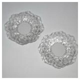 PAIR LALIQUE FROSTED FLOWER FORM SMALL DISHES | each with a border of frosted flowers, signed “Laliq