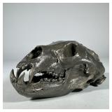 METAL FINISH PATINATED ANIMAL SKULL | Most likely a bear, with a metallic finish - h. 9 x w. 8 x l. 